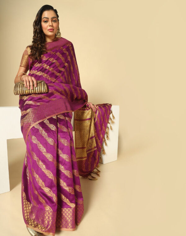 Purple Silk Saree - Image 4