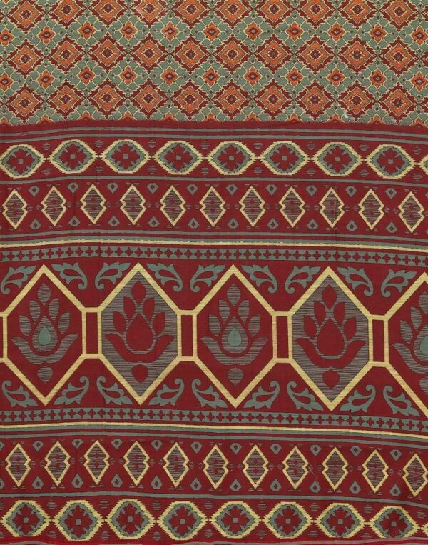 Multicoloured Cotton Saree (Deep Red) - Image 4