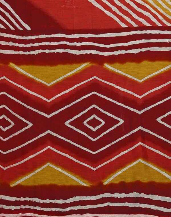 Multicoloured Cotton Saree (Red) - Image 4