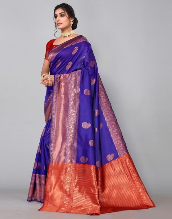 Violet Banarasi Silk Saree - Image 5