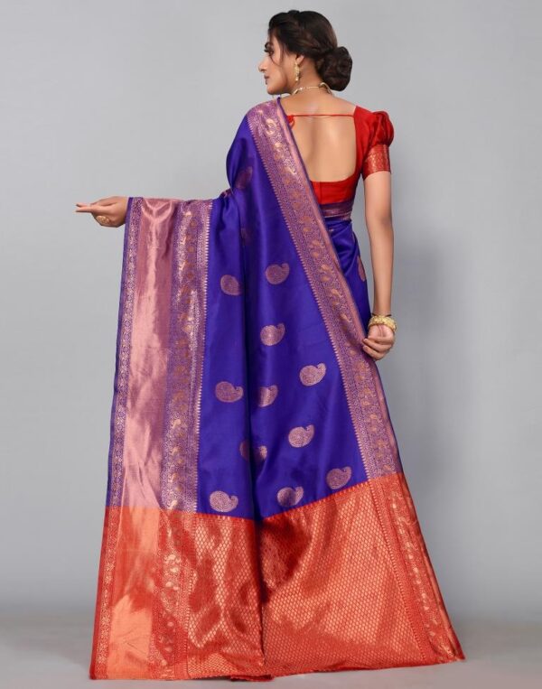 Violet Banarasi Silk Saree - Image 4