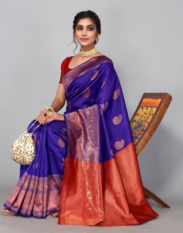 Violet Banarasi Silk Saree - Image 2