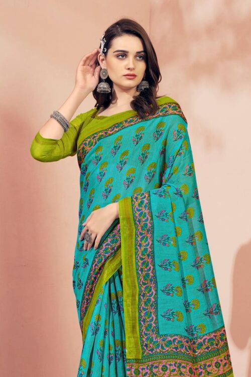 Light Blue Cotton Saree