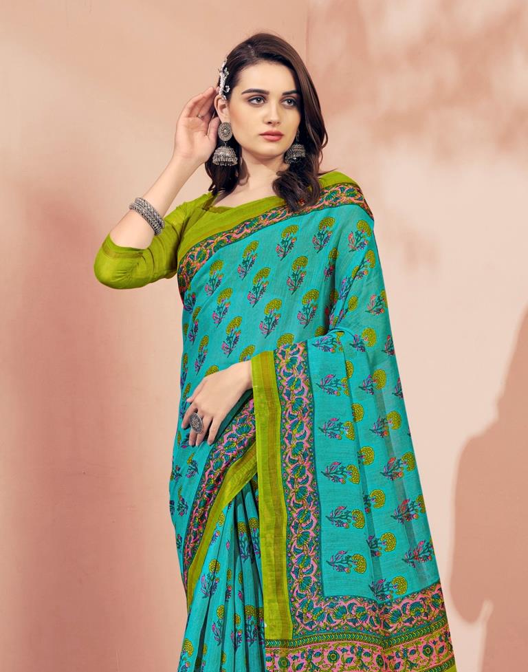 Light Blue Cotton Saree