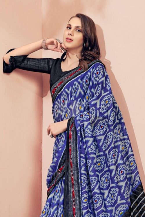 Blue Cotton Saree