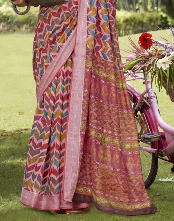 Multicoloured Cotton Saree - Image 2