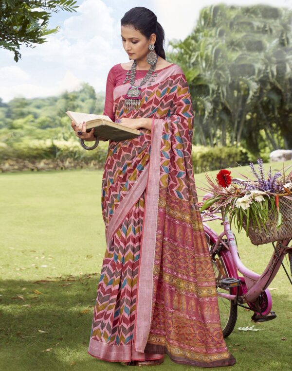 Multicoloured Cotton Saree - Image 3