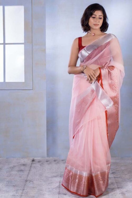 Light Pink Organza Saree
