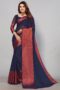 Dark Blue Chiffon Plain Saree