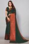 Dark Green Chiffon Plain Saree