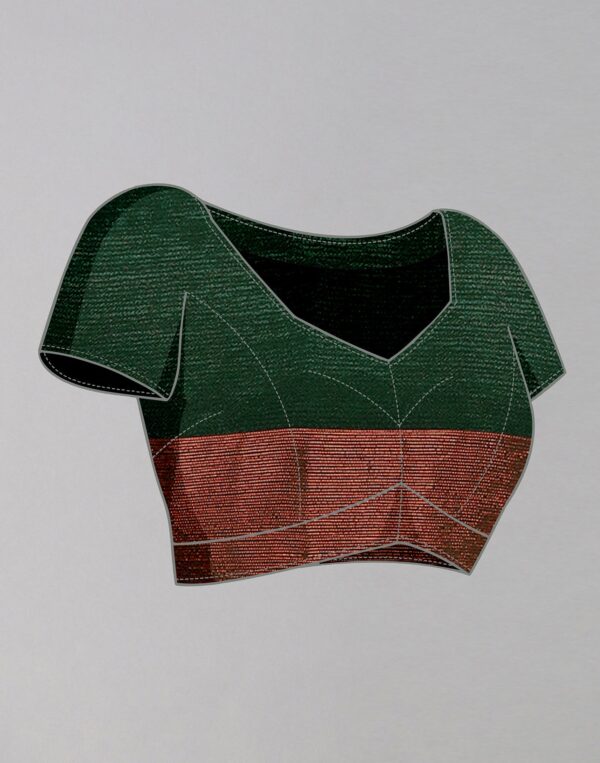 Dark Green Chiffon Plain Saree - Image 2