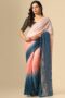 Light Pink And Blue Georgette Jari Stripes Saree