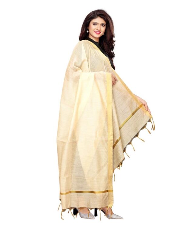 Exuberant Beige Coloured Cotton Silk Dyed Dupatta - Image 4