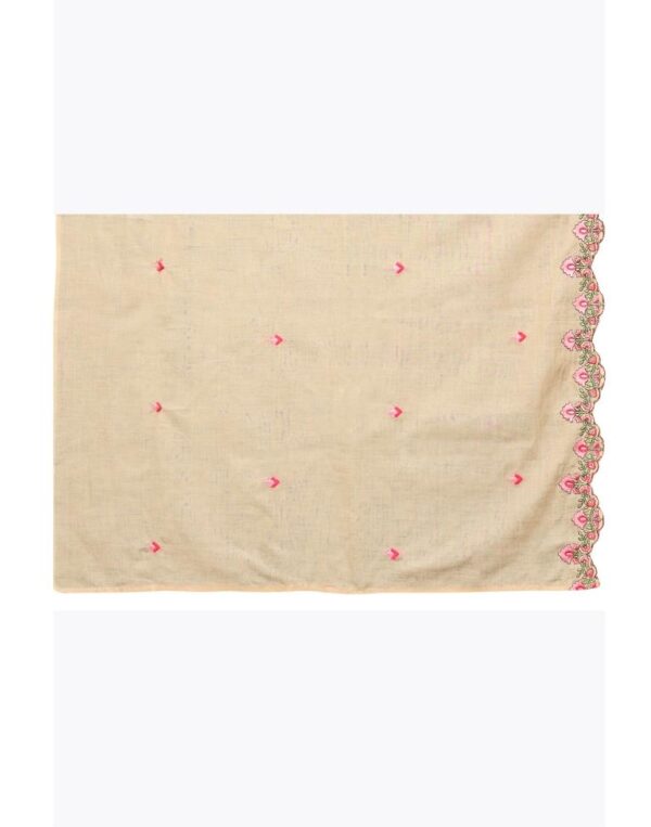 Warm Beige Cotton Embroidered Unstitched Salwar Suit - Image 2