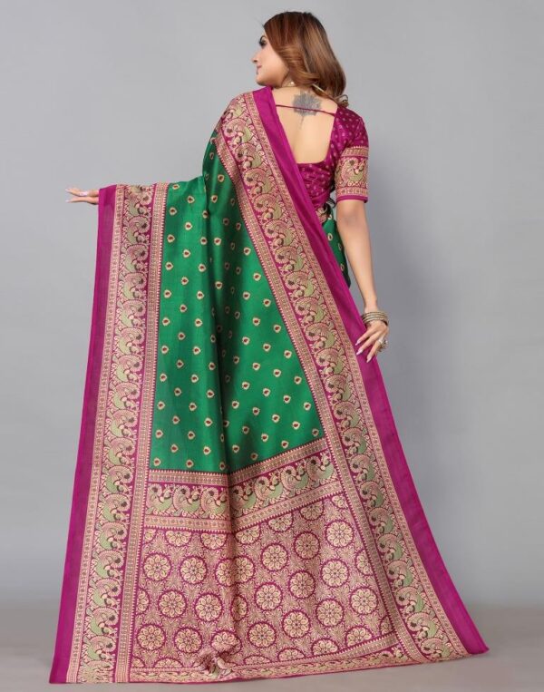 Green Banarasi Silk Saree - Image 3